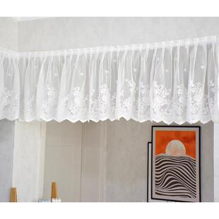 定制蕾丝纱帘短帘自粘免打孔魔术贴柜顶遮挡帘窗幔半帘帘头装饰