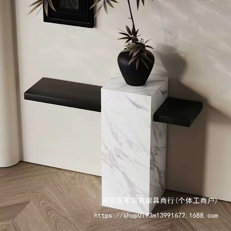 高级轻奢实木玄关桌现代简约靠墙入户玄关柜客户端景台意式玄关台