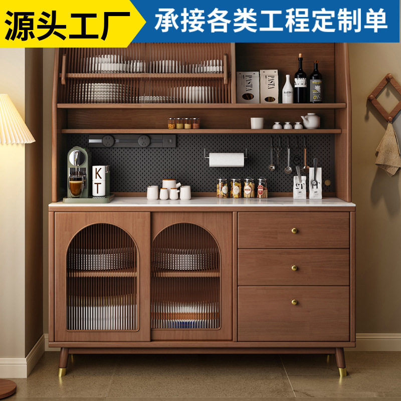 实木简约一体靠墙收纳餐边柜