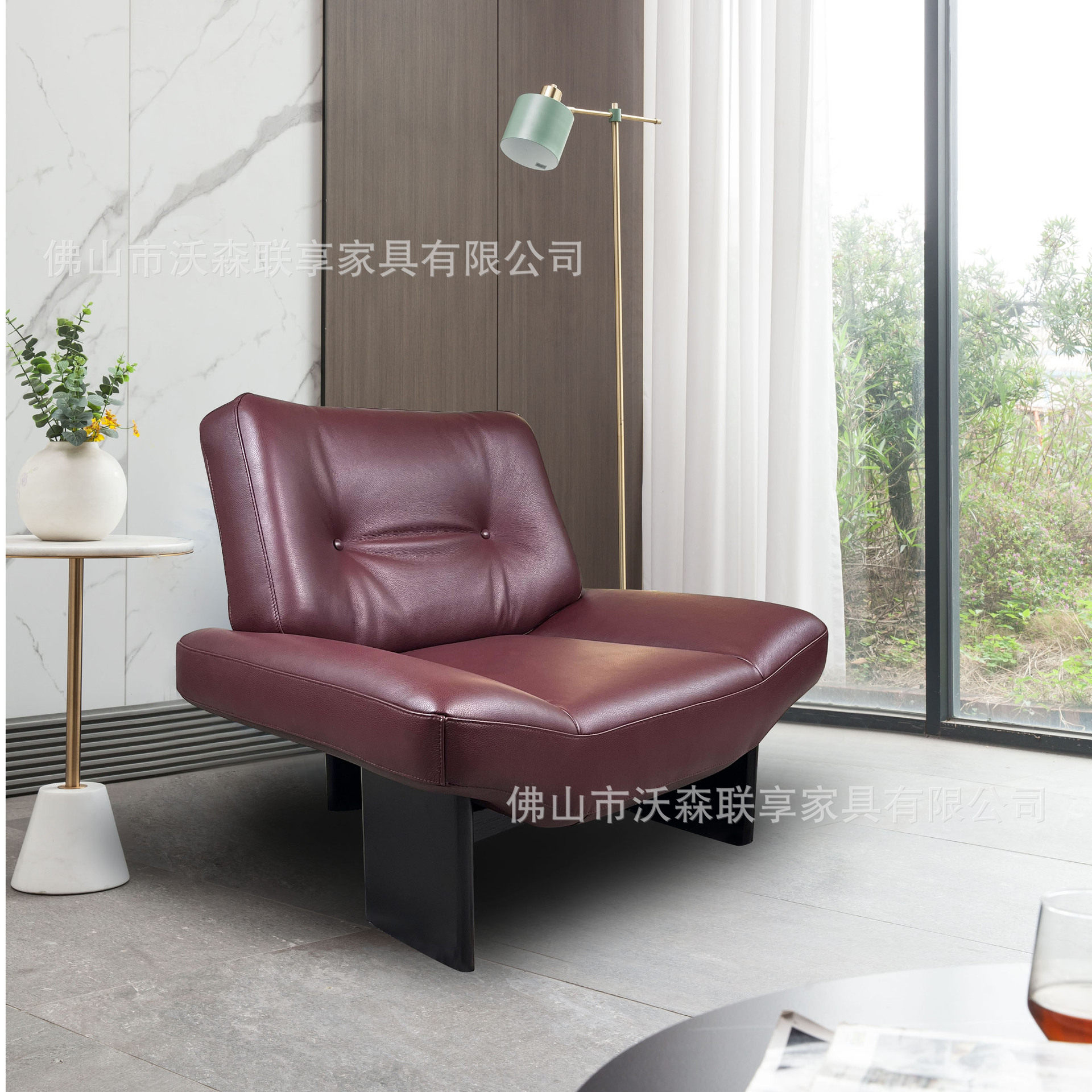 意式极简休闲单人沙发椅客厅大堂会所接待洽谈椅真皮设计师款躺椅