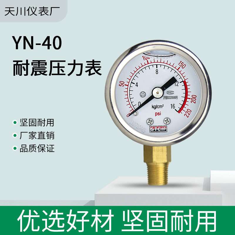 YN-40防震耐震油表Y-40气压表1.0MPa径向PT1/8 1/4 M10天川STCIF