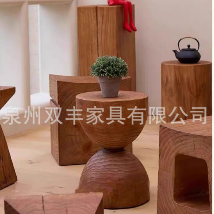 民宿树桩床头柜原木凳子北欧实木墩坐凳边几家用椅子异形角几边几