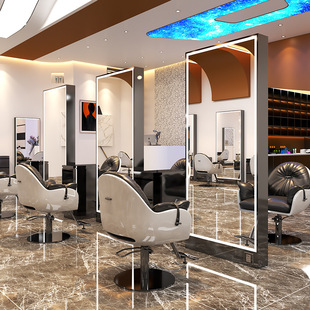 理发店镜子双面网红落地镜美发店镜台发廊专用单面全身烫染剪发镜