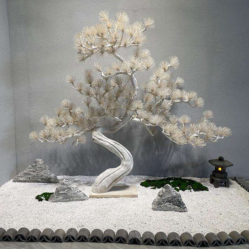 仿真迎客松造景枯木干景牙签松室内花艺软装商业空间设计假树摆件
