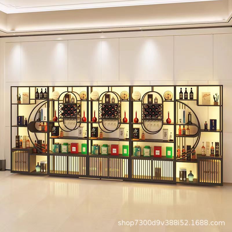 新中式铁艺酒柜博古架隔断