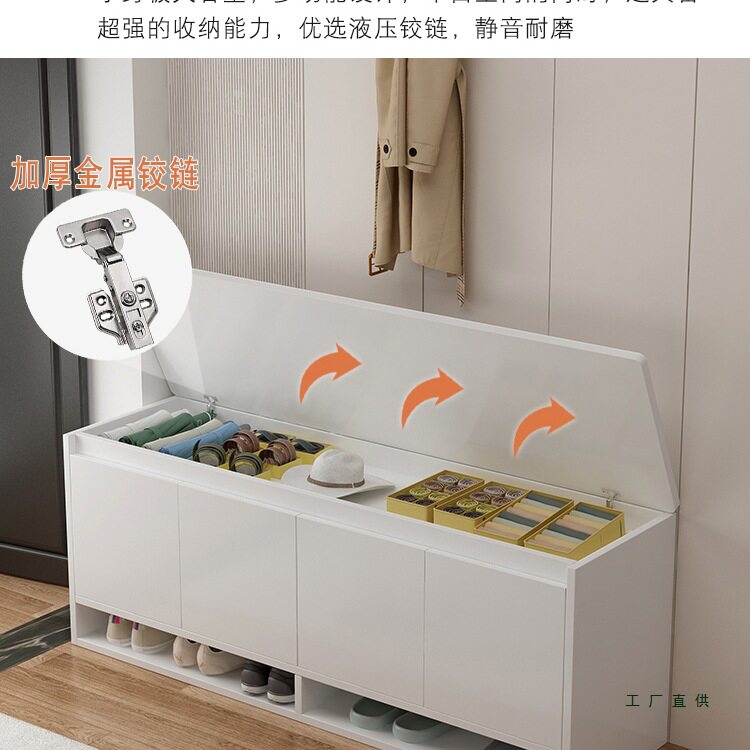 简约现代入户家用换鞋凳可坐鞋柜收纳柜一体式轻奢高级感实木鞋柜