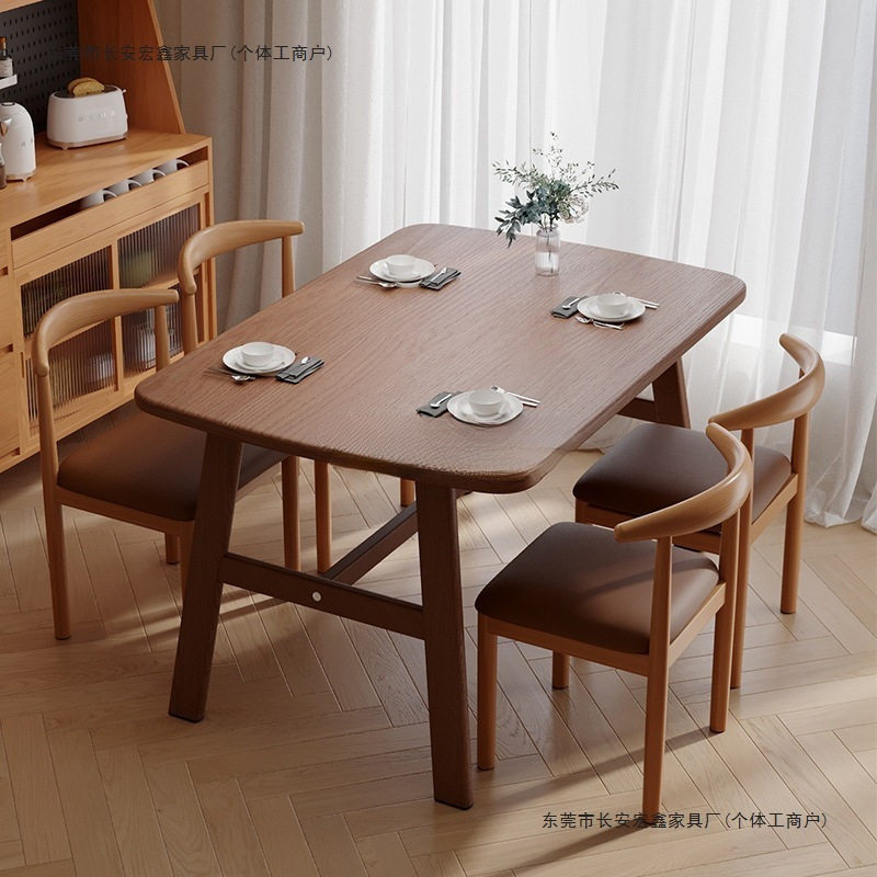 餐桌家用户型长方形出租房用吃饭桌现代简约轻奢餐饮商用桌椅套装