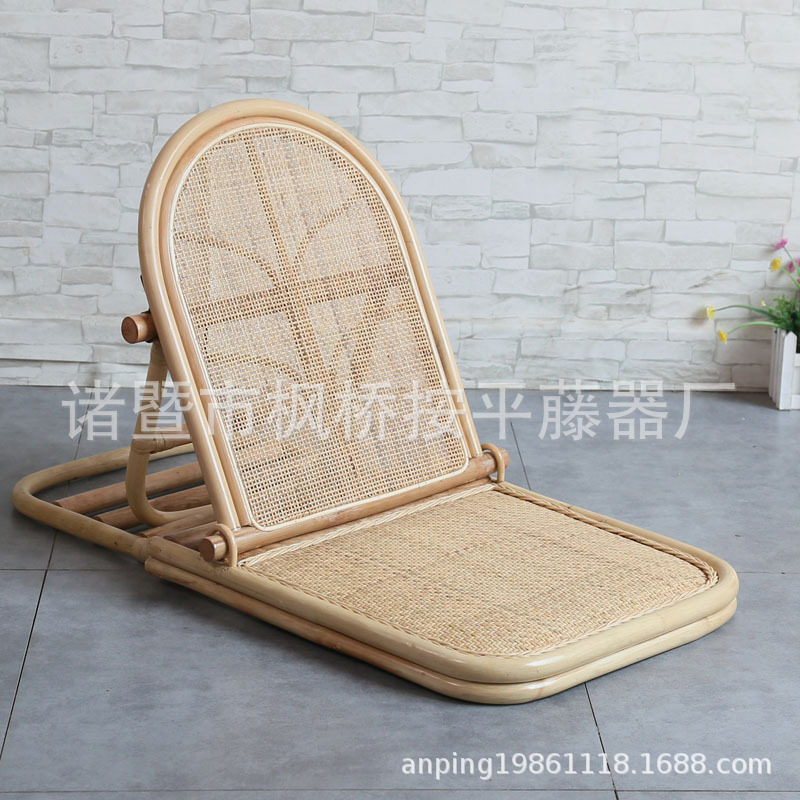 天然真藤制作的折叠沙滩椅手工藤编地板椅子出口藤制品