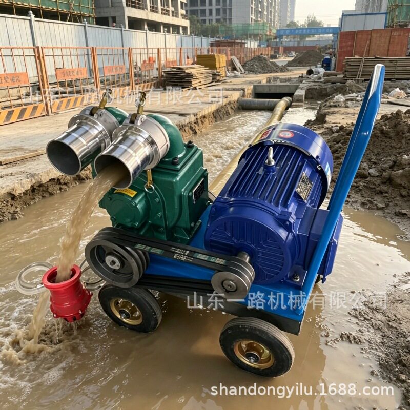 5.5kw电机四轮推车式抽粪泵直吸直排污水处理泵养殖场抽粪泵3寸