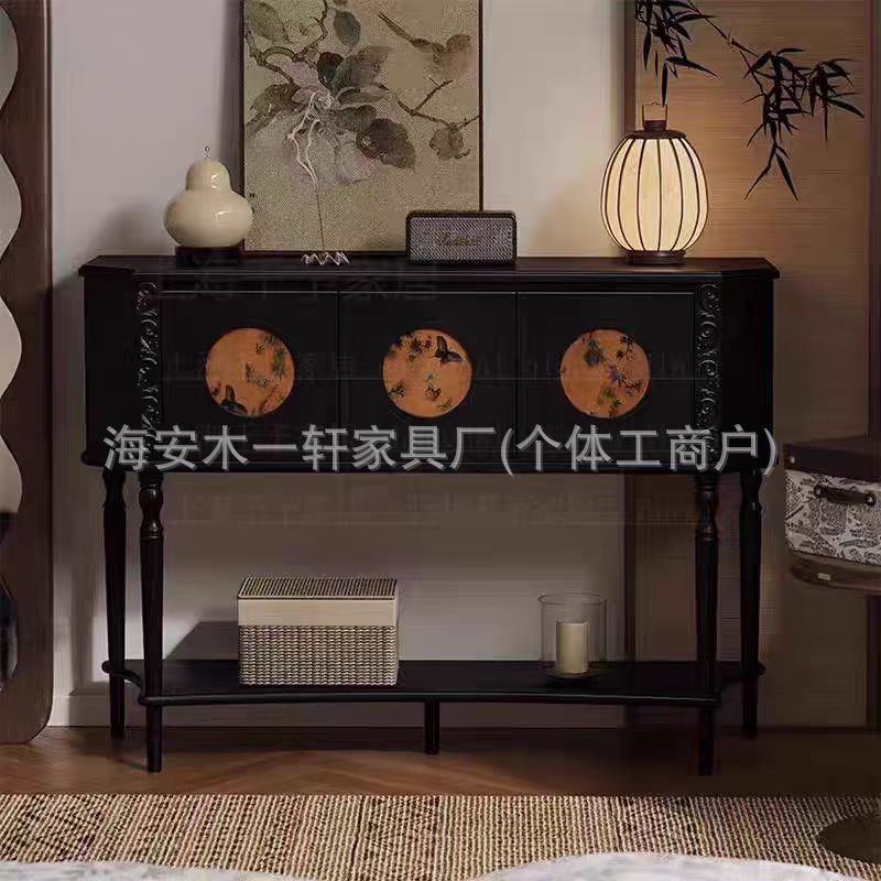 玄关柜古风储物柜沙发酒店装饰边桌中客厅香云纱餐厅法式复古