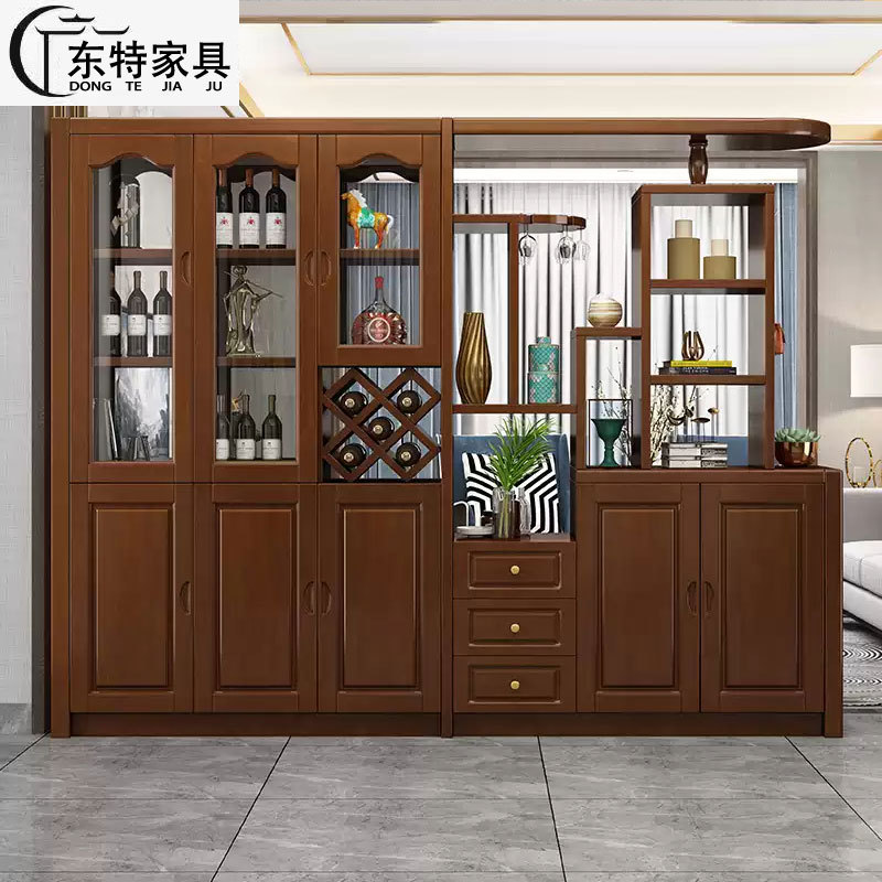 中式现代客厅玄关隔断遮挡柜入户门厅柜实木玄关双面储物柜鞋柜
