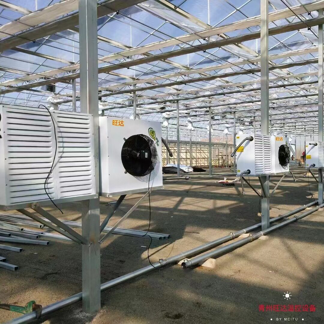 畜牧养殖水暖风机工业热风机养猪厂冬季加温供暖铜管水温换热器