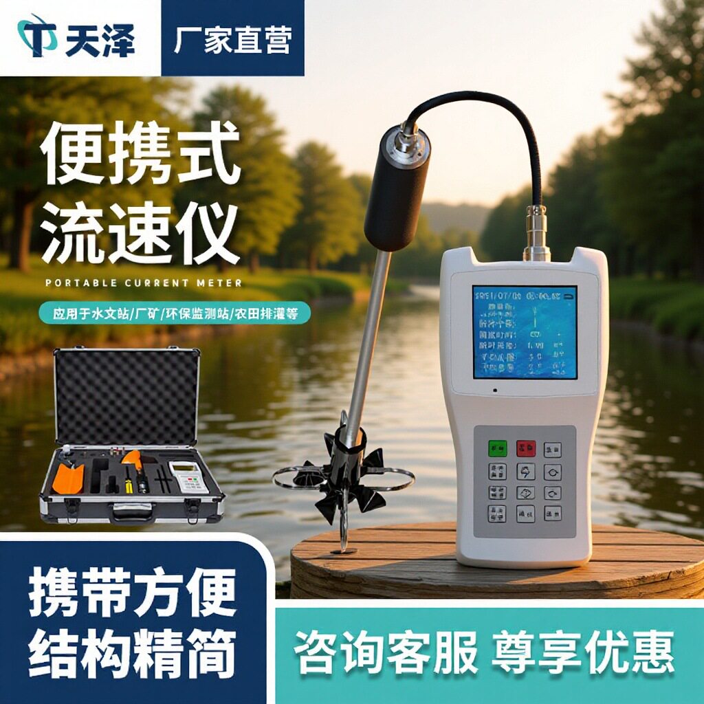 旋桨式便携式流速仪应急流速测算仪水文站直读手持式水流测速仪
