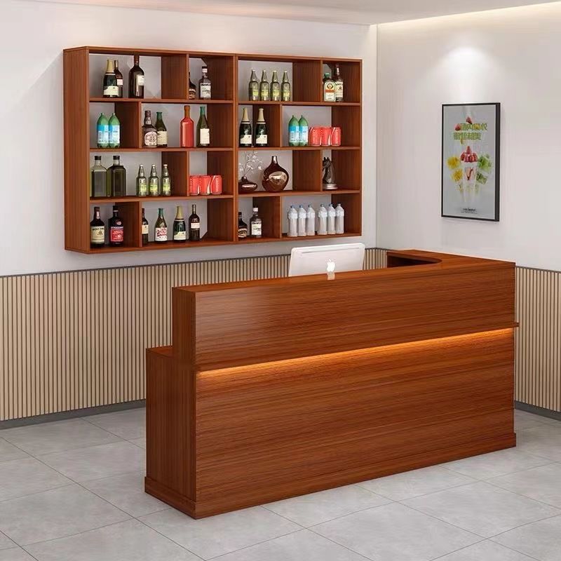 饭店吧台收银台前台店铺吧台酒柜一体火锅店接待收银台饭店餐饮店