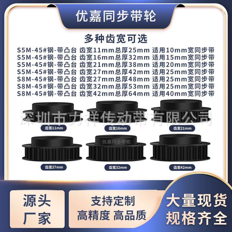 同步带轮S8M72齿钢齿宽27/32/42型内孔1271415671928齿形带同步轮