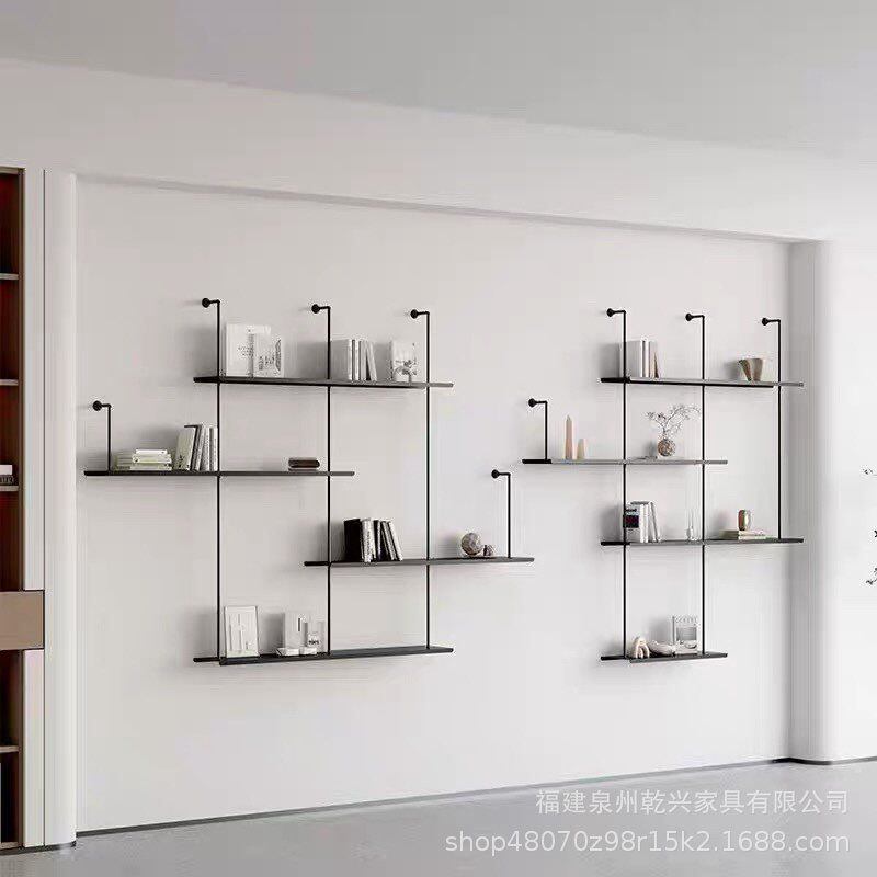 极简置物架墙上书架壁挂式搁板金属酒架挂墙展示架意式隔板置物架