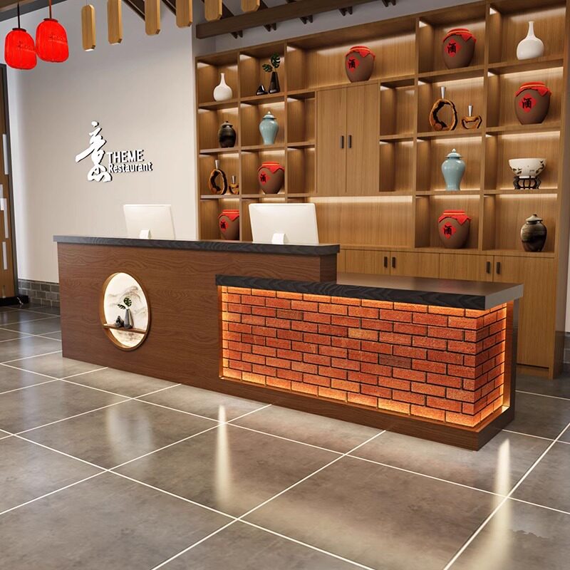实木吧台咖啡店吧台收银台复古美式中式餐厅小饭店柜台蛋糕店烤漆