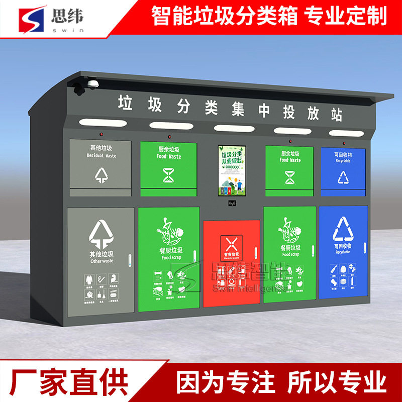 社区智能垃圾分类箱感应按键开门垃圾柜自动分类房户外垃圾收集亭