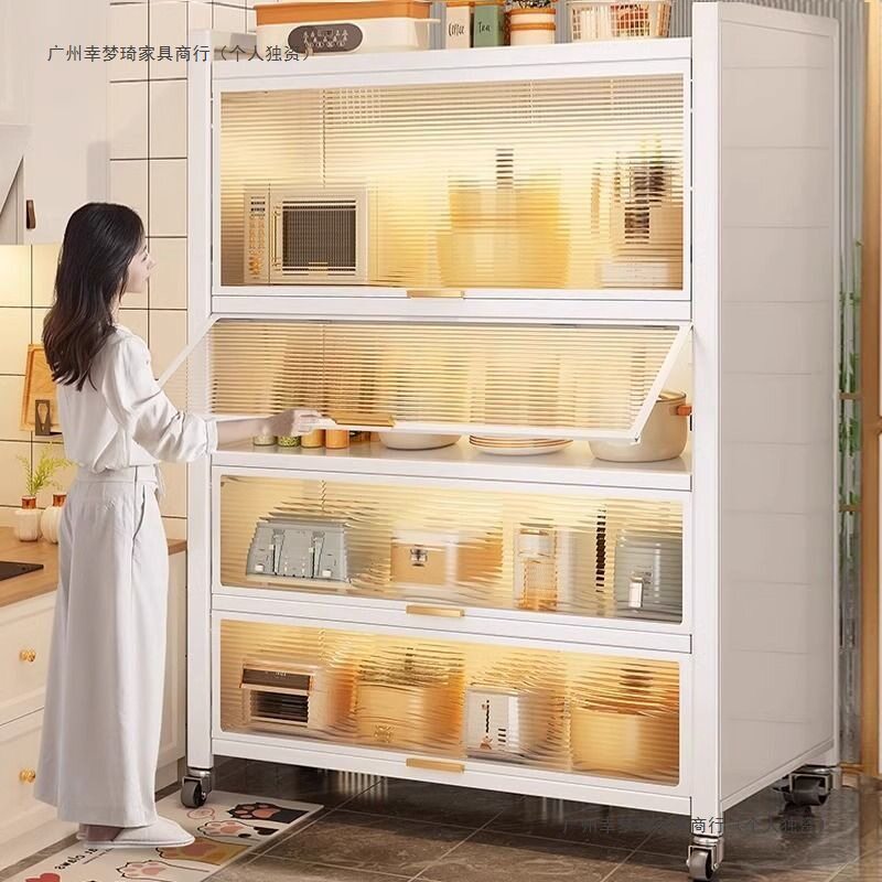 厨房置物架落地多层防尘收纳柜子家用多功能碗柜餐边柜橱柜储物柜