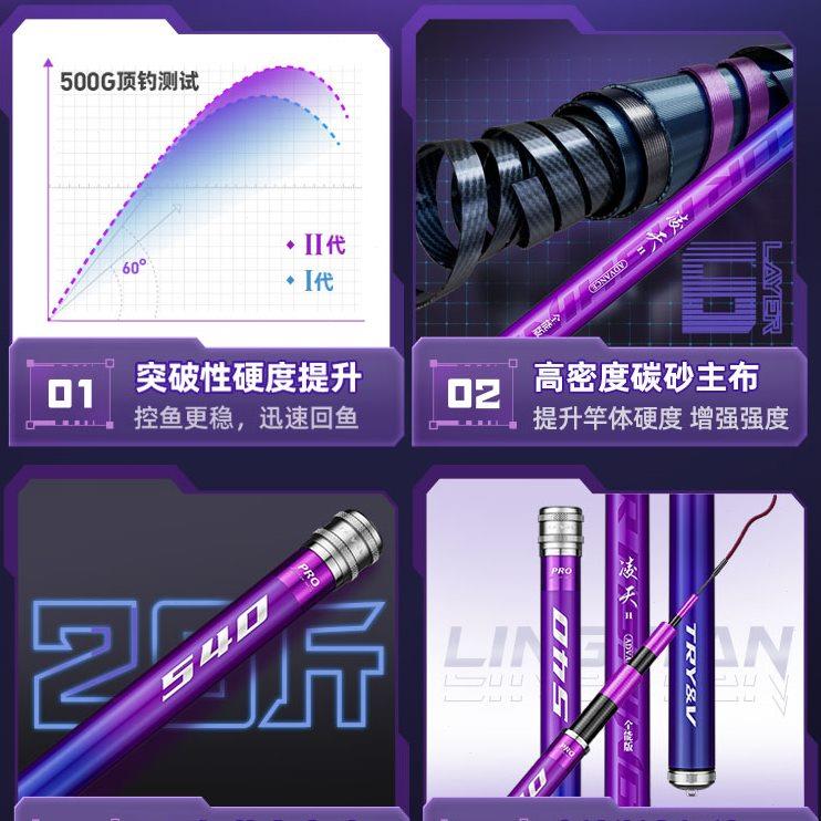 创威凌天二代全能版鱼竿超轻超硬碳素新款渔具台钓竿大物钓鱼手杆