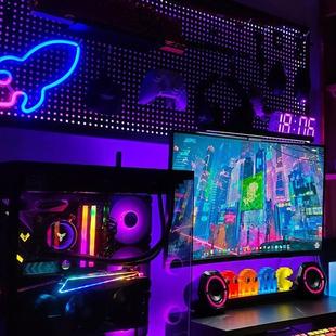 饰定制孔板架 电竞洞洞板黑色家用置物架收纳展示货架书房电脑桌装