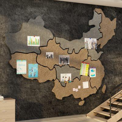 毛毡展示板背景贴世界地图墙面装饰3d立体办公室司氛围旅行社文化