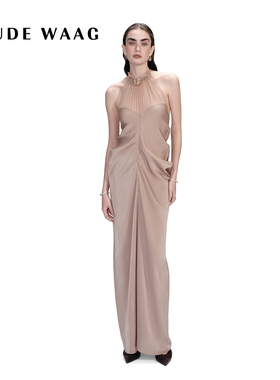 OUDE WAAG 26春夏新款 经典优雅雕塑感真丝拼接垂坠连衣裙