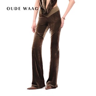 简约优雅随性丝绒拼接喇叭裤 25秋冬新款 WAAG OUDE