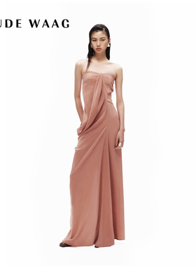 【文淇同款】OUDE WAAG 经典 气质光泽不对称垂坠连衣裙