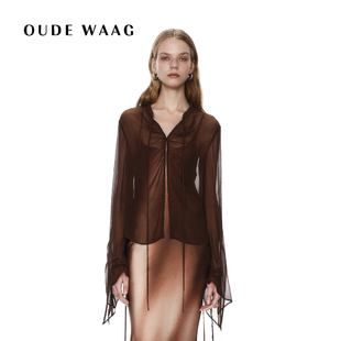 高级系绳抽褶真丝女装 25春夏 乔其纱衬衣 WAAG OUDE
