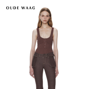 无袖 OUDE 优雅亲肤真丝女装 25春夏 针织连体衣 WAAG