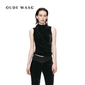 25秋冬新款 OUDE WAAG 知性优雅绕脖垂坠丝绒背心