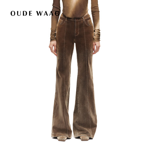 OUDE WAAG 25春夏 复古简约宽松洗水丝绒喇叭女装牛仔裤