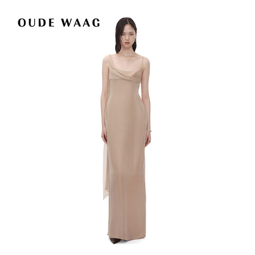 OUDEWAAG早秋飘带拼接礼服裙