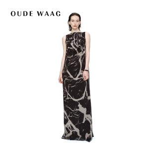 优雅独特露背印花垂坠双层连衣裙 25秋冬新款 OUDE WAAG