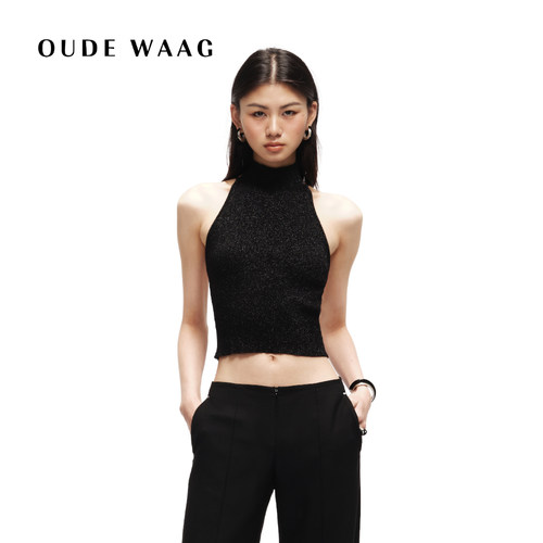 oudewaag亮丝羊毛挂脖背心