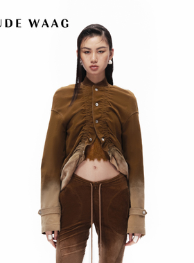 OUDE WAAG 复古感做旧洗水抽褶女装卫衣