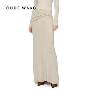 优雅亲肤有弹不对称印花垂坠针织螺纹半裙 25秋冬新款 OUDE WAAG