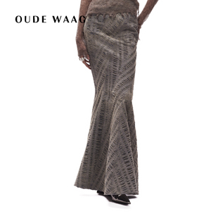 鱼尾裙 棉质混纺褶皱盐缩牛仔女装 OUDE WAAG