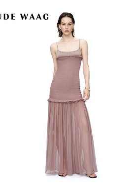 OUDE WAAG 26早春新款 优雅灵动真丝乔其纱涟漪连衣裙