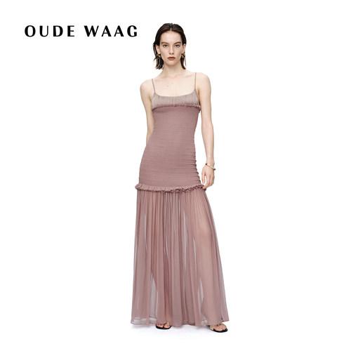 OUDEWAAG真丝乔其纱涟漪连衣裙