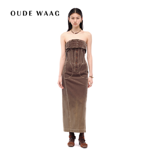 复古做旧小众设计灯芯绒洗水束腰连衣裙 25秋冬新款 OUDE WAAG