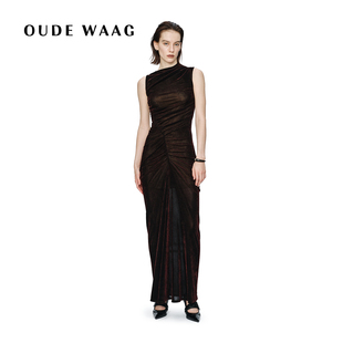 优雅气质雕塑感抽褶弹力丝绒连衣裙 26早春新款 OUDE WAAG