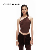 OUDE WAAG 亲肤柔软弹性不对称单肩纽结女士背心