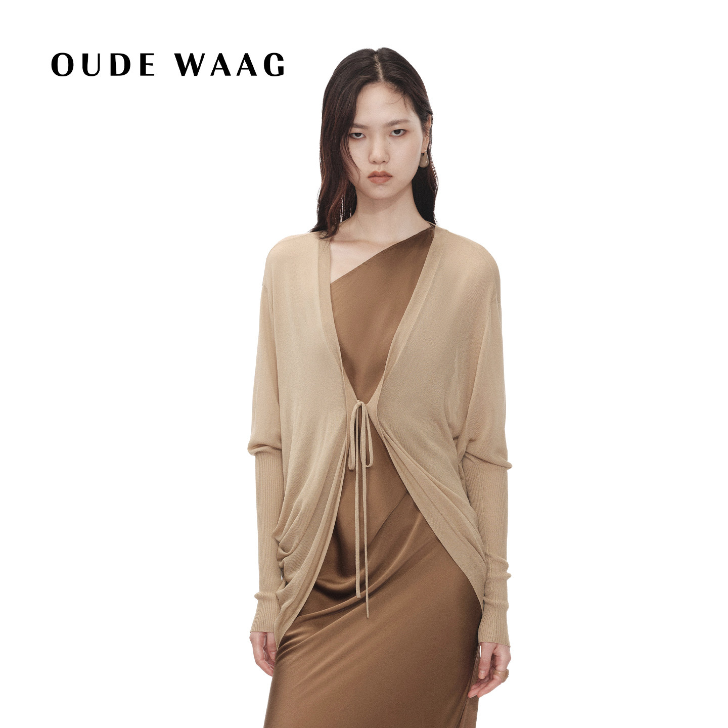 OUDE WAAG 经典 丝光感垂坠针织开衫罩衫