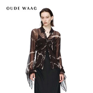 高级轻薄透视印花水袖 25秋冬新款 垂坠衬衣 WAAG OUDE