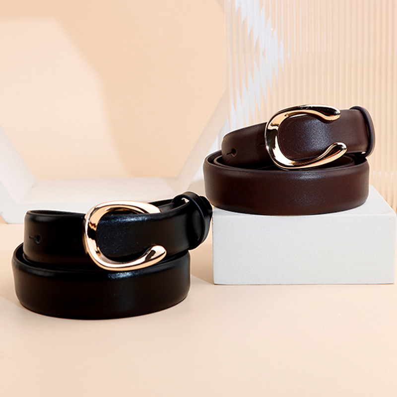 2025新款设计感小众女士真皮腰带美式高街细版头层全牛皮皮带女款