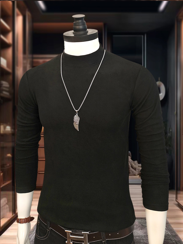 优乐树秋冬男装德绒打底衫t高弹修身正肩内搭上衣T恤纯色百搭时尚