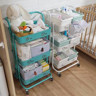 婴儿用品置物架可移动落地多层置物架卧室床边宝宝新生儿收纳推车