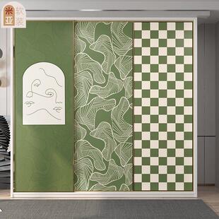 橄榄绿衣柜门贴纸翻新柜子法式改造玻璃推拉移门装饰图案墙贴定制